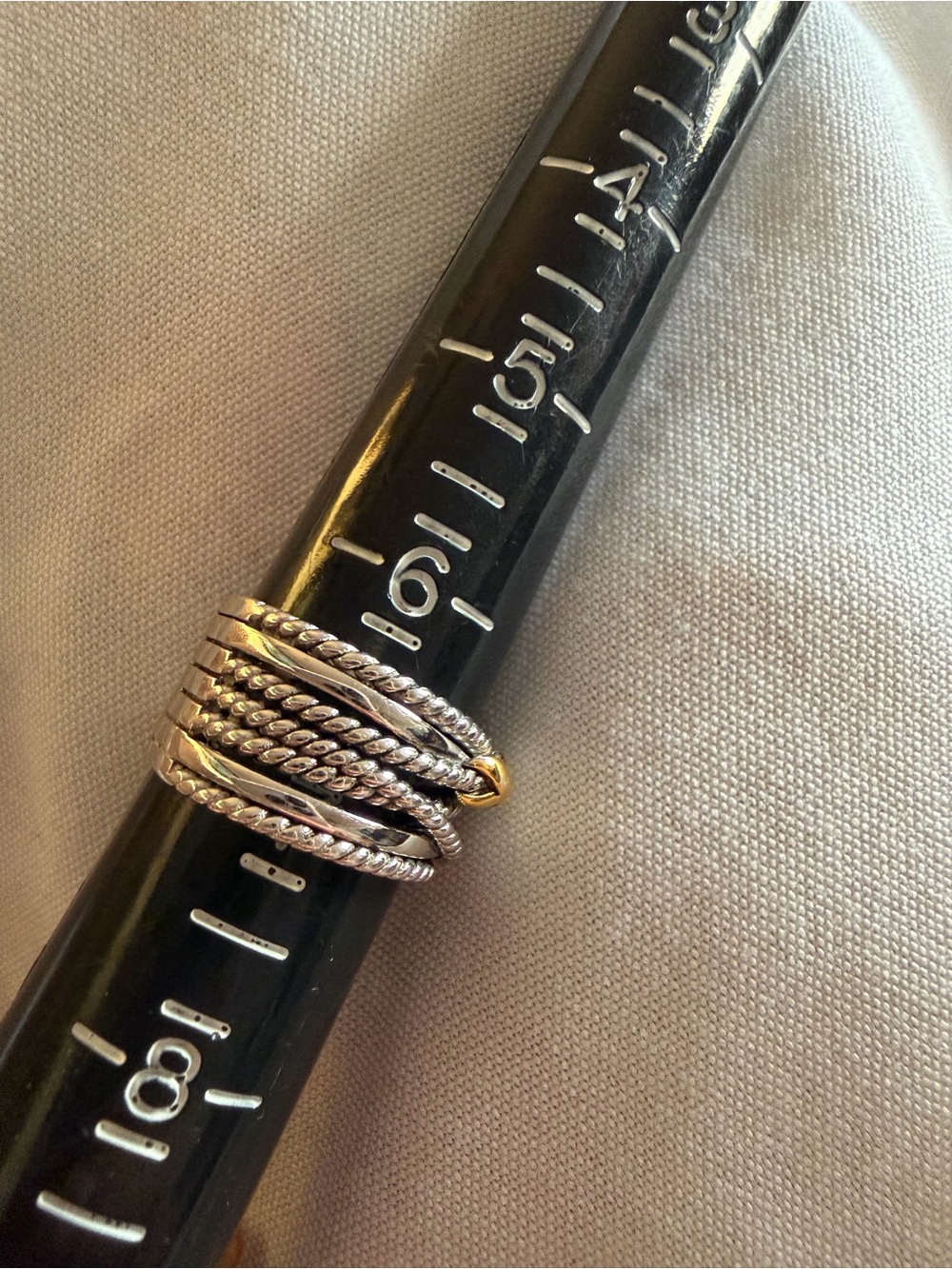 David Yurman Multi-Row Cable Ring Sterling Silver & 18K Yellow Gold Size 6.5 - Picture 16 of 16